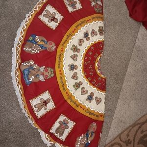 Homemade, Red Gingerbread Christmas Tree Skirt